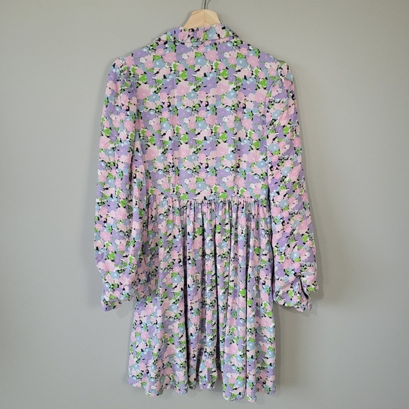 Selected Femme Judita Floral Shirt Dress w Statement Sleeves retro print - Picture 10 of 11